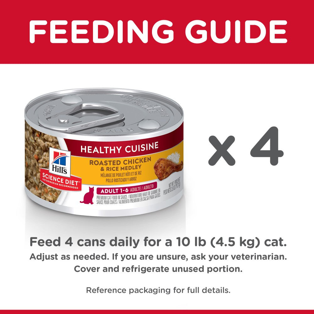 Hills Science Diet Adult Cat Healthy Cuisine Chicken and Rice Medley Canned Food