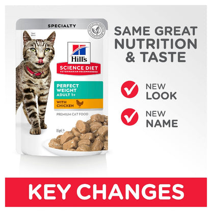 Hills Science Diet Adult Perfect Weight Chicken Cat Food Pouches