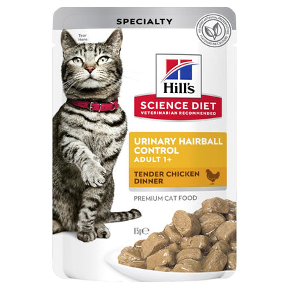 Hills Science Diet Adult Urinary Hairball Control Chicken Cat Food Pouches