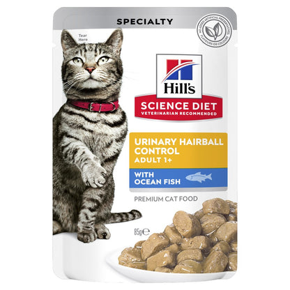 Hills Science Diet Adult Urinary Hairball Control Fish Cat Food Pouches