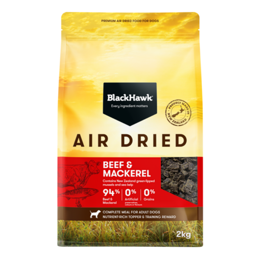 Black Hawk Air Dried Dog Food Beef and Mackerel