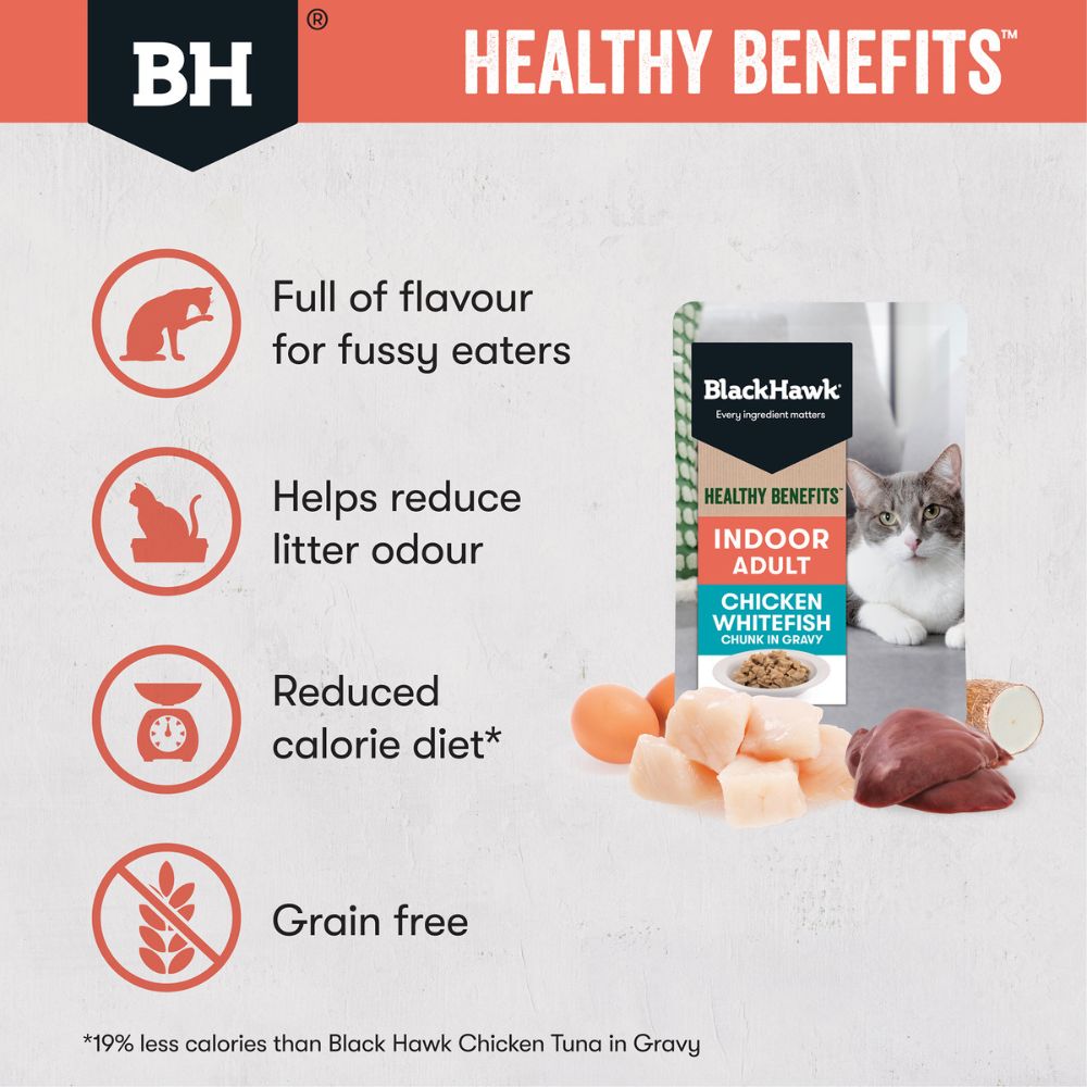 Black Hawk Adult Cat Healthy Benefits Indoor Pouches