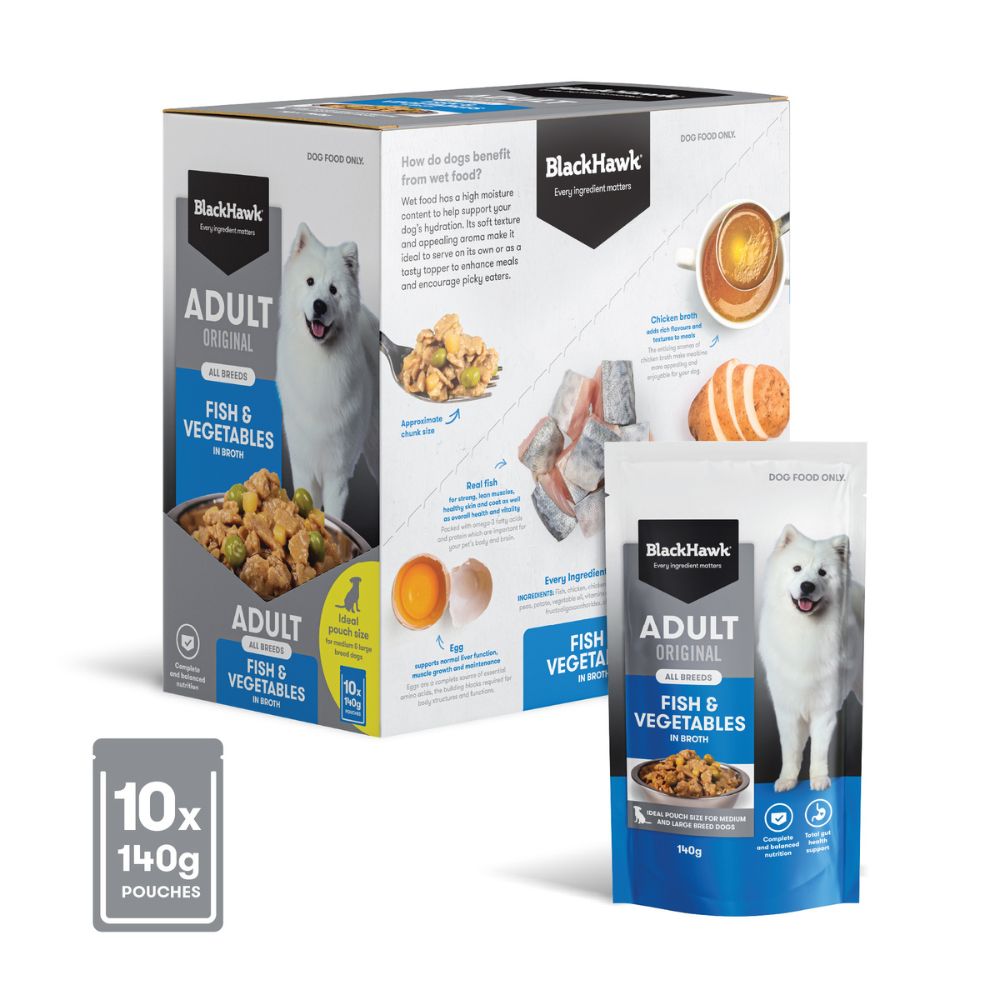 Black Hawk Adult Fish And Vegetables Wet Food Pouches