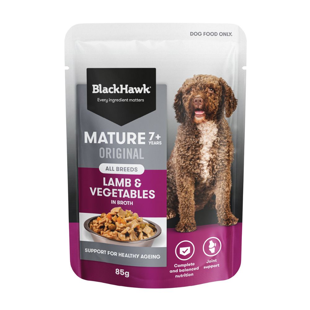 Black Hawk Mature 7+ Lamb and Vegetables Wet Dog Food Pouches