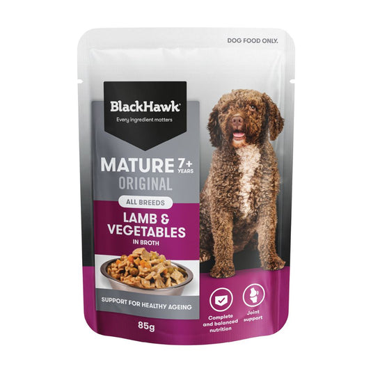 Black Hawk Mature 7+ Lamb and Vegetables Wet Dog Food Pouches