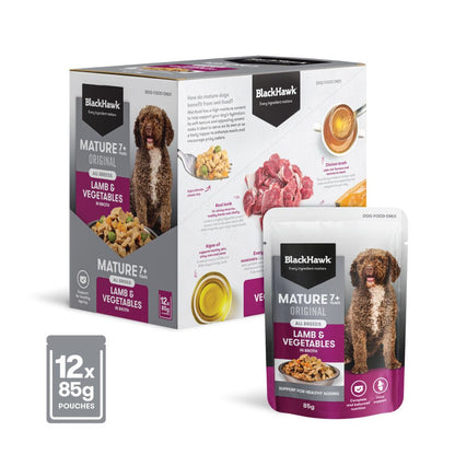 Black Hawk Mature 7+ Lamb and Vegetables Wet Dog Food Pouches
