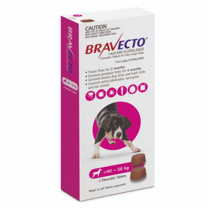 Bravecto Very Large 40-56kg Pink Dog Chew Treatment