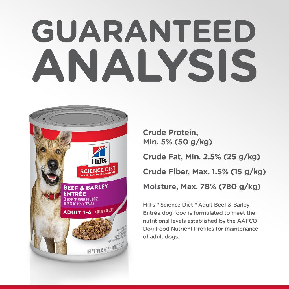 Hills Science Diet Adult Beef and Barley Entree Canned Dog Food