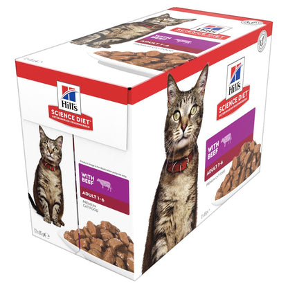 Hills Science Diet Adult Beef Cat Food Pouches
