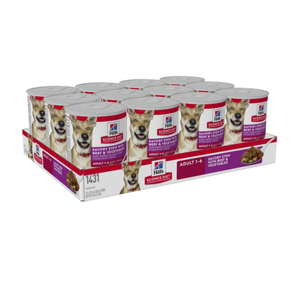 Hills Science Diet Adult Savory Stew Beef and Vegetable Canned Dog...