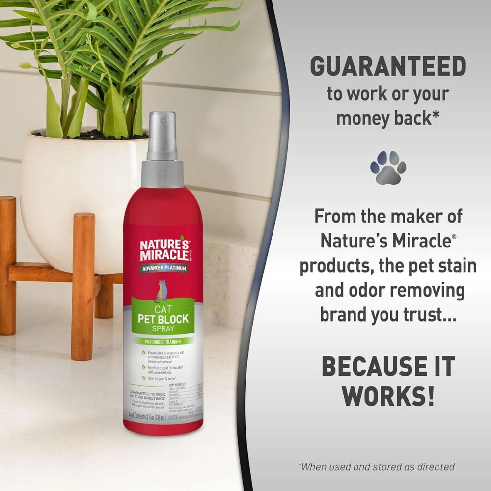 Natures Miracle Advanced Platinum Cat Pet Block Repellent Spray