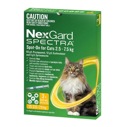 NexGard Spectra Large Cats 2.5-7.5kg Yellow
