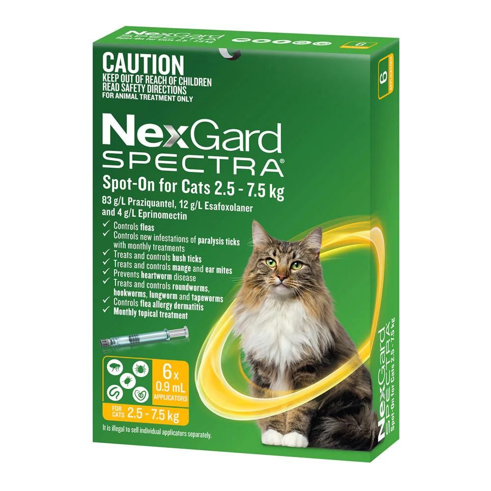 NexGard Spectra Large Cats 2.5-7.5kg Yellow