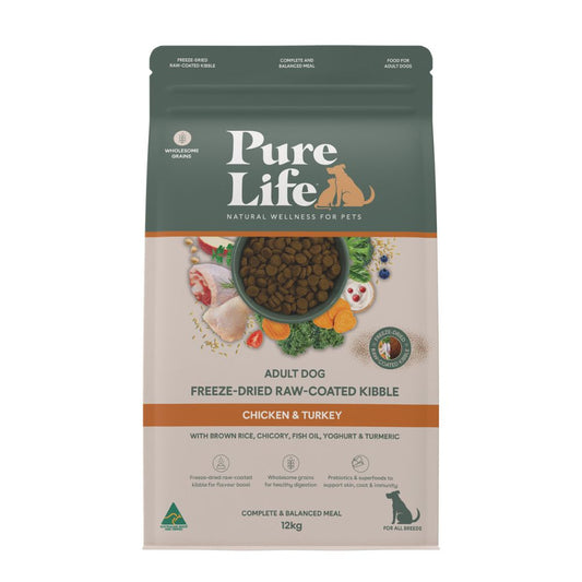 PureLife Freeze-Dried Raw-Coated Chicken and Turkey Adult Dog Food