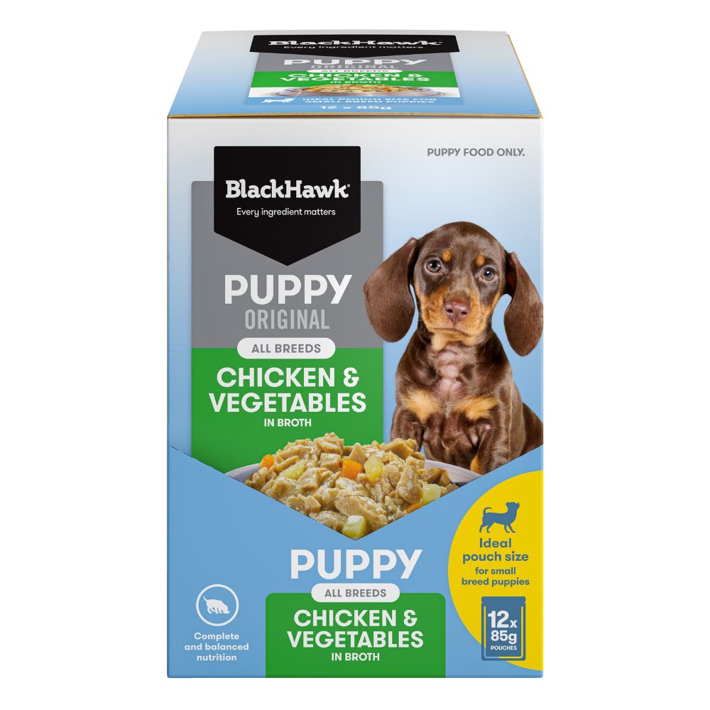 Black Hawk Puppy Chicken And Vegetables Wet Food Pouches