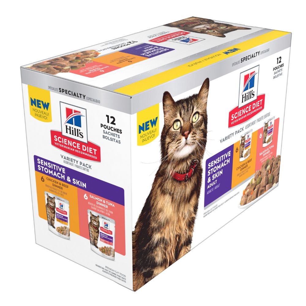 Hills Science Diet Adult Sensitive Stomach and Skin Variety Pack Cat Food Pouches