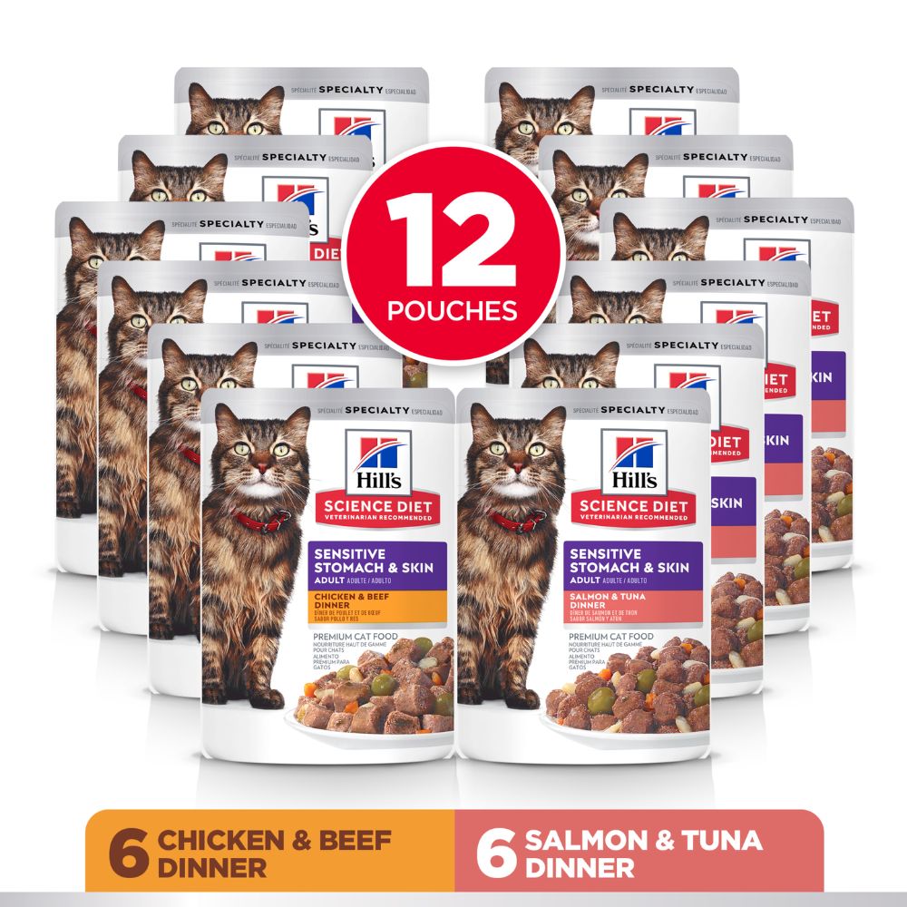 Hills Science Diet Adult Sensitive Stomach and Skin Variety Pack Cat Food Pouches